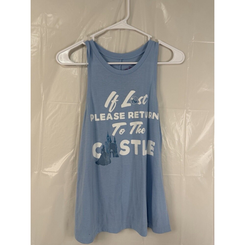 Disney Princess Cinderella Tank Top Womens S 3/5 Blue Castle If Lost Shirt